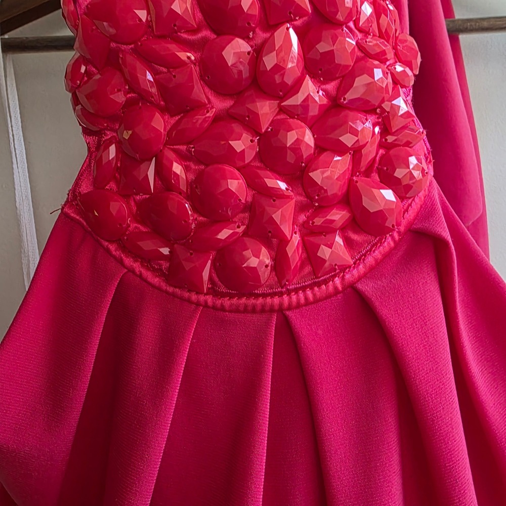 Charlotte Russe Hot Pink Beaded Halter Top Y2K Party Blouse Micro Mini Medium - Picture 3 of 8